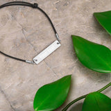 Personalized Engraved Silver Bar String Bracelet