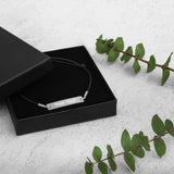 Personalized Engraved Silver Bar String Bracelet